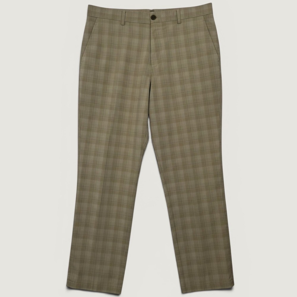 Nike Golf Fit Dry Mens Plaid Pants 40x30 Tan Khaki Stretch Trousers 269417-235
